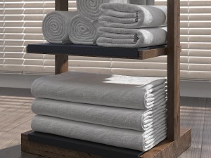 shelves for bathroom woodenter with bathrobe 3Dモデル