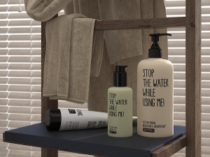 shelves for bathroom woodenter with bathrobe 3Dモデル