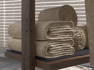 shelves for bathroom woodenter with bathrobe 3Dモデル