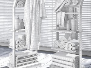 shelves for bathroom woodenter with bathrobe 3Dモデル