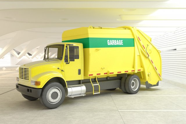 garbage truck car 3D Model .c4d .max .obj .3ds .fbx .stl .blend 