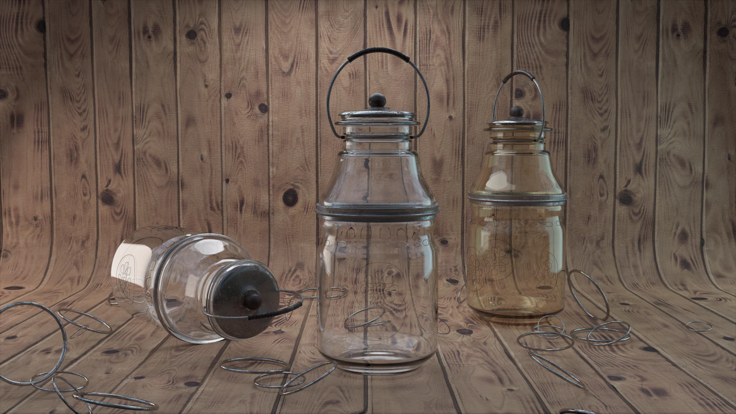 glass jar with accessories 3D Model .c4d .max .obj .3ds .fbx .stl .blend