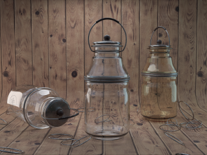 glass jar with accessories 3D 모델