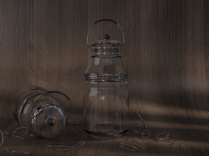 glass jar with accessories Model 3D
