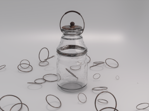 glass jar with accessories Model 3D