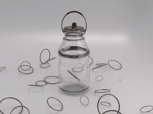 glass jar with accessories 3D Model