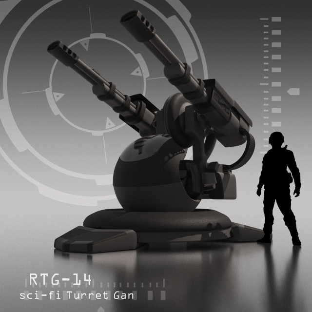 sci-fi turret rtg-14 3D-Modell .c4d .max .obj .3ds .fbx .stl .blend 