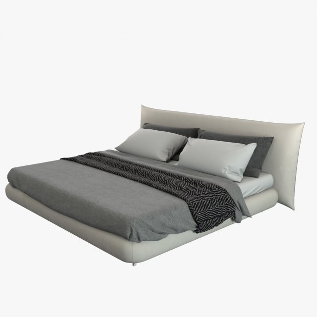 beige bed 3D Model .c4d .max .obj .3ds .fbx .stl .blend 