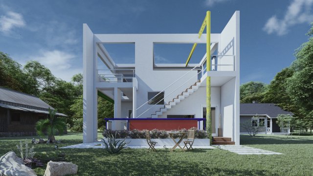 House Based on Graves 3Dモデル .c4d .max .obj .3ds .fbx .stl .blend 