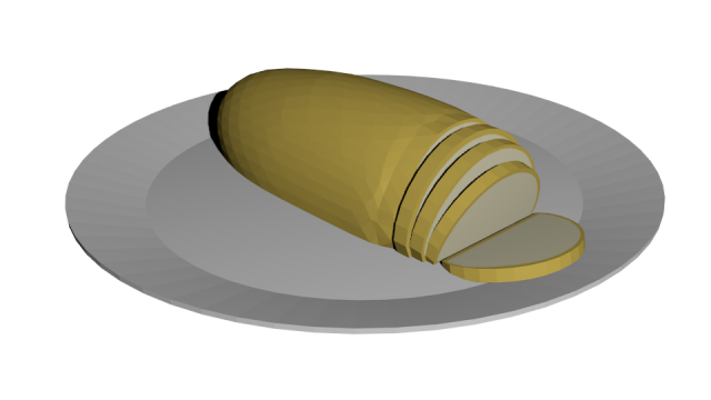 loaf of bread on plate 3D Model .c4d .max .obj .3ds .fbx .stl .blend 