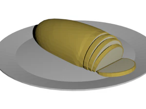 Laib Brot auf dem Teller 3D Modell