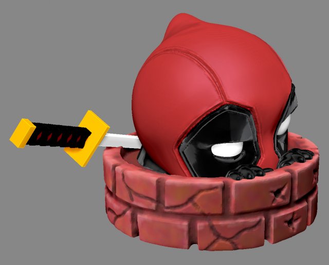deadpool peeking 3D Print Model .c4d .max .obj .3ds .fbx .stl .blend 