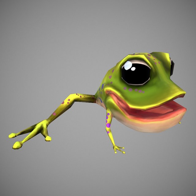 frog cartoon 3D Model in Amphibians 3DExport