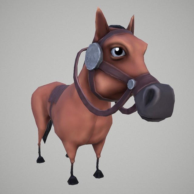 horse cartoon 3D 모델 .c4d .max .obj .3ds .fbx .stl .blend 