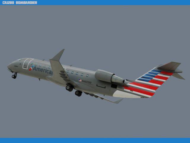 crj200 american eagle 3Dモデル .c4d .max .obj .3ds .fbx .stl .blend 