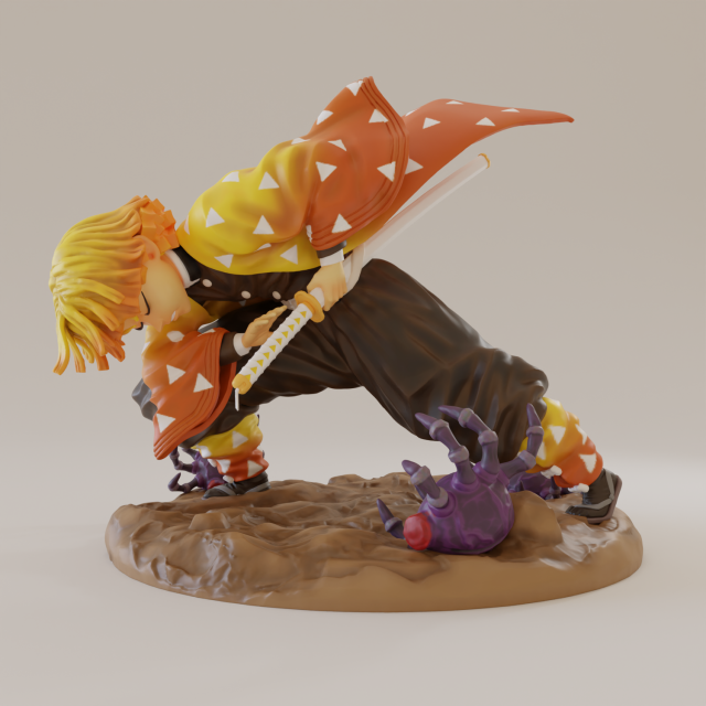 zenitsu thunder breathing 3D Print Model .c4d .max .obj .3ds .fbx .stl .blend 