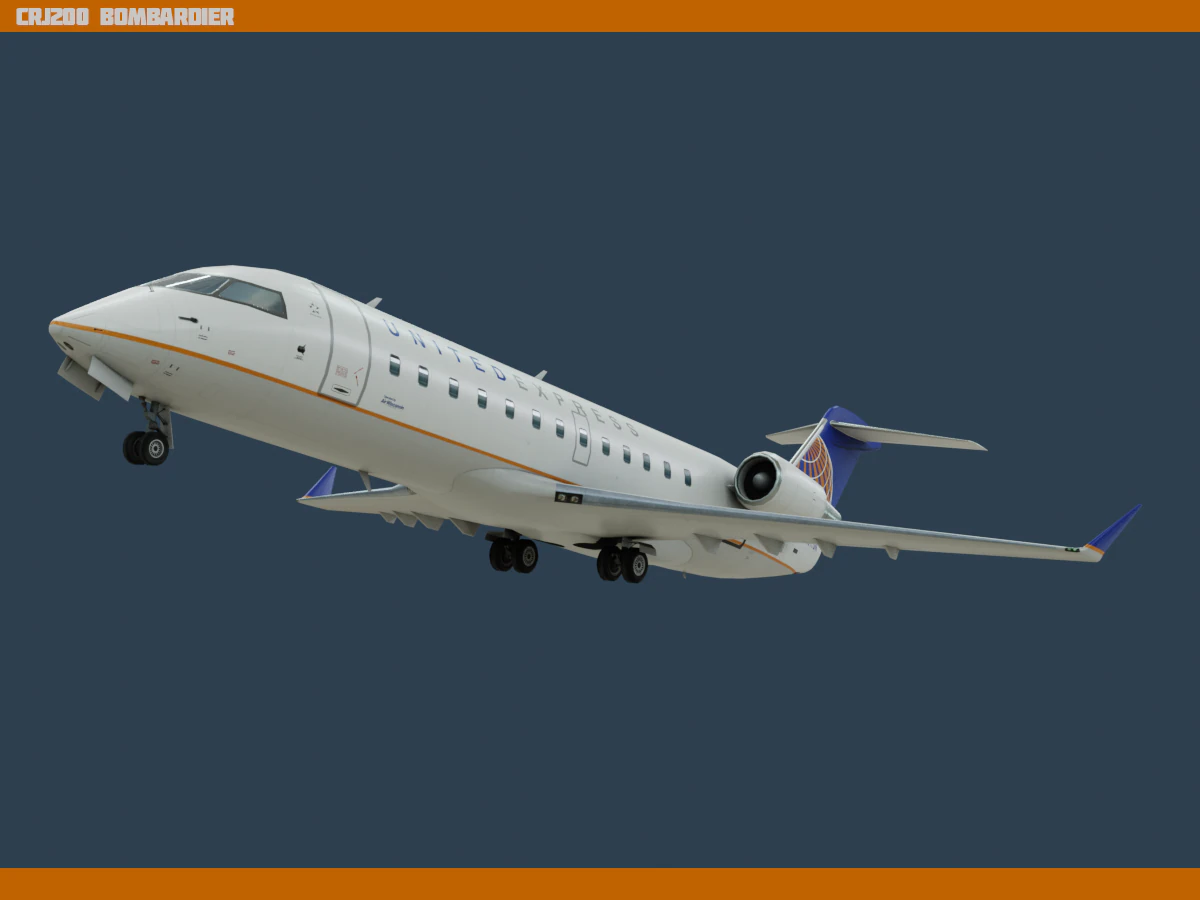 crj200 united 3D Model .c4d .max .obj .3ds .fbx .stl .blend