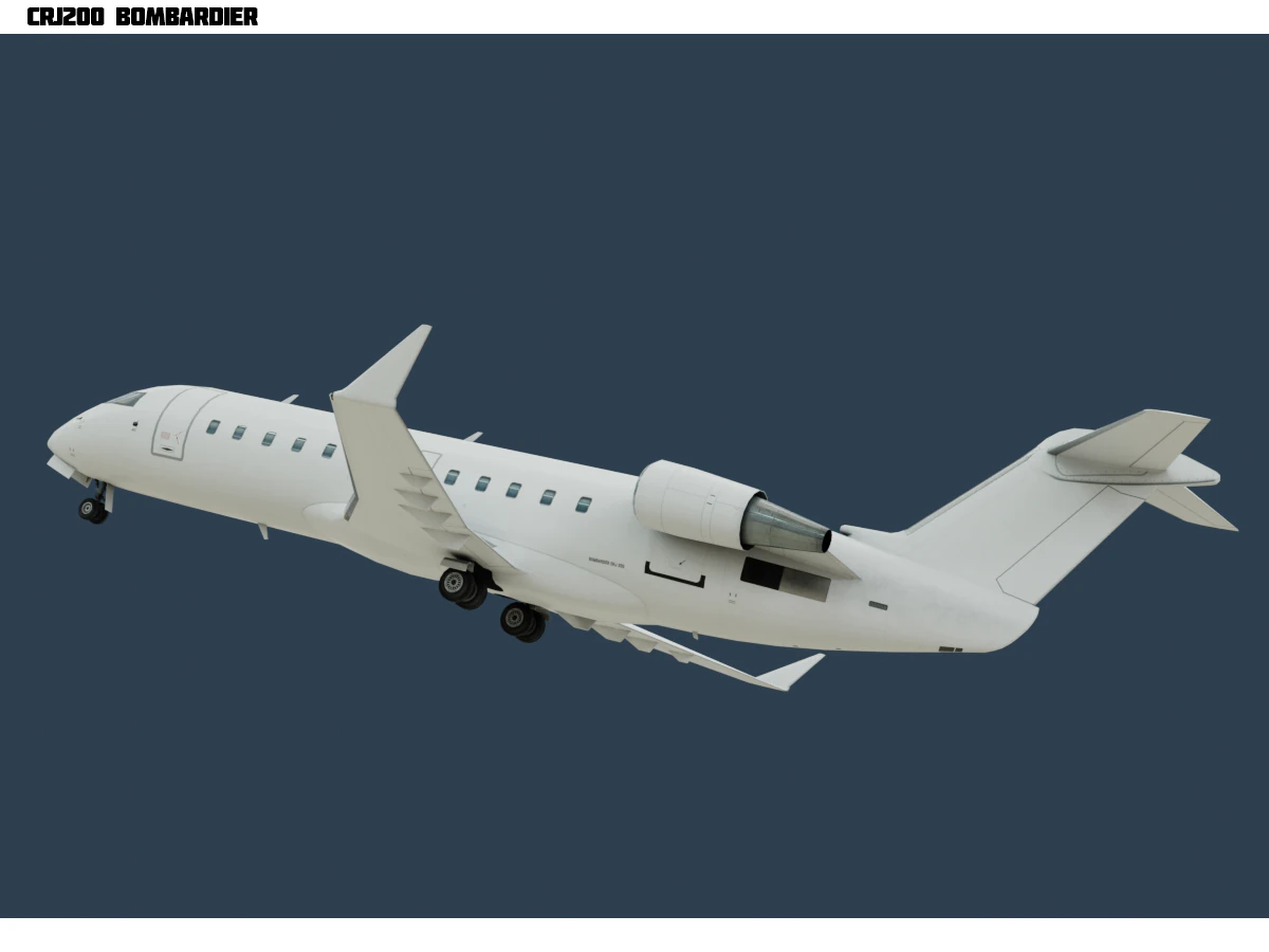 crj200 white 3D Model .c4d .max .obj .3ds .fbx .stl .blend
