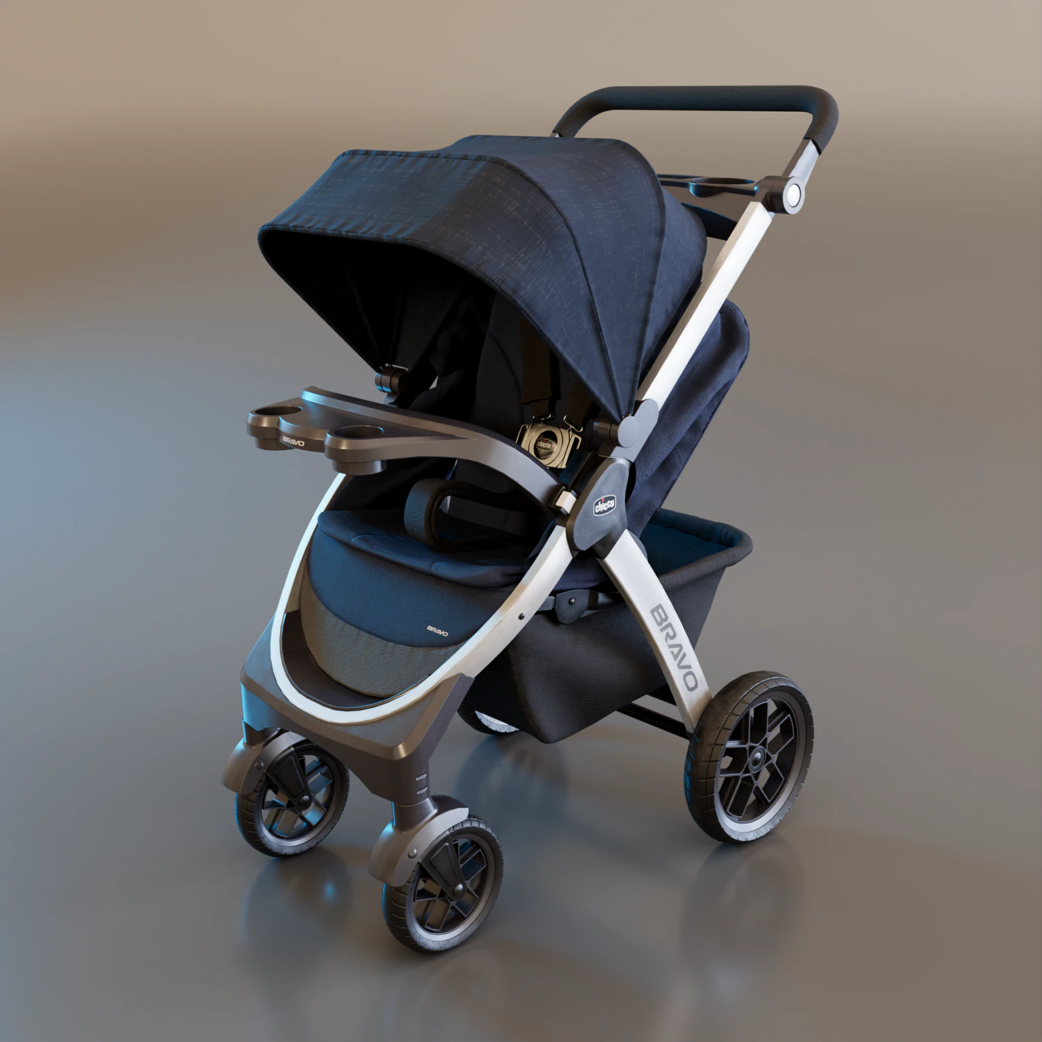 Bravo Baby Stroller 3D Model .c4d .max .obj .3ds .fbx .stl .blend 