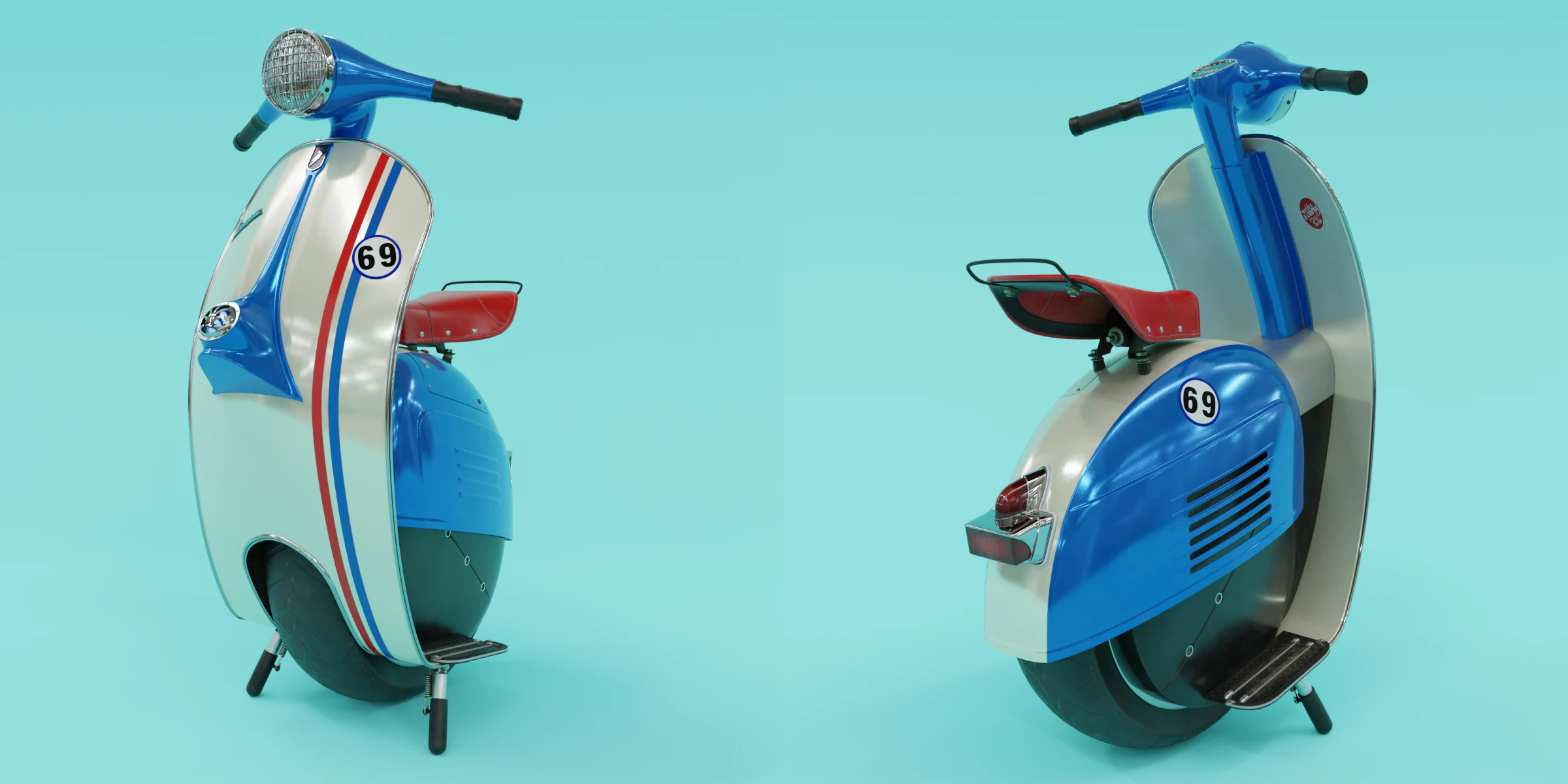Classic Unicycle 3D Model .c4d .max .obj .3ds .fbx .stl .blend 