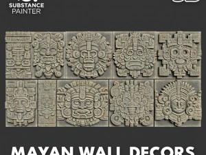 10 Low poly Mayan Temple Wall Decor 231206 3D Model