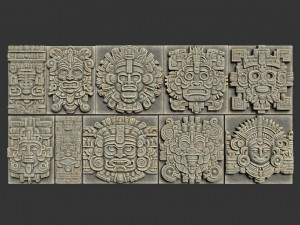 10 Low poly Mayan Temple Wall Decor 231206 3D Model
