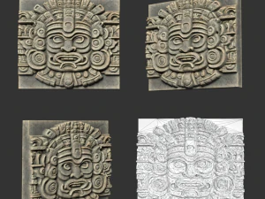 10 Low poly Mayan Temple Wall Decor 231206 3D Model