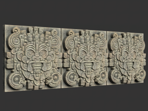 10 Low poly Mayan Temple Wall Decor 231206 3D Model