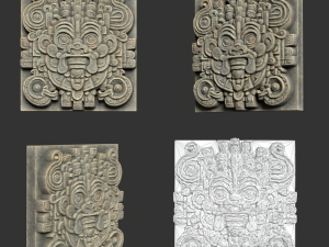 10 Low poly Mayan Temple Wall Decor 231206 3D Model