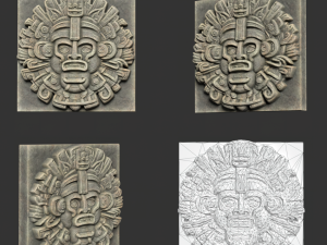 10 Low poly Mayan Temple Wall Decor 231206 3D Model