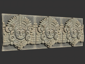 10 Low poly Mayan Temple Wall Decor 231206 3D Model