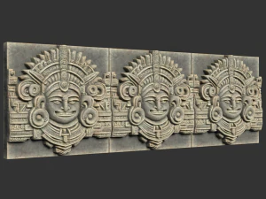 10 Low poly Mayan Temple Wall Decor 231206 3D Model