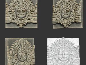 10 Low poly Mayan Temple Wall Decor 231206 3D Model
