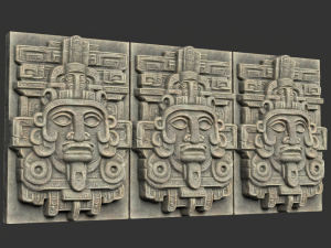 10 Low poly Mayan Temple Wall Decor 231206 3D Model