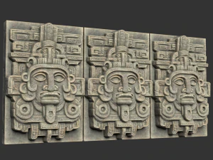 10 Low poly Mayan Temple Wall Decor 231206 3D Model