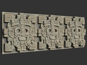 10 Low poly Mayan Temple Wall Decor 231206 3D Model