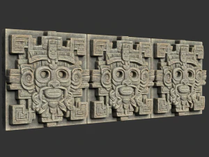 10 Low poly Mayan Temple Wall Decor 231206 3D Model