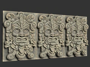 10 Low poly Mayan Temple Wall Decor 231206 3D Model