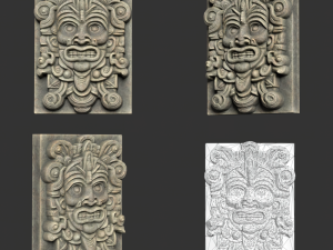 10 Low poly Mayan Temple Wall Decor 231206 3D Model