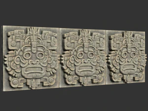 10 Low poly Mayan Temple Wall Decor 231206 3D Model