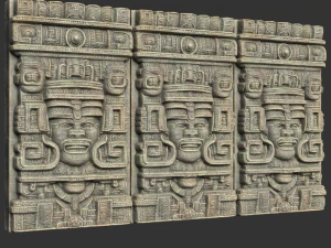 10 Low poly Mayan Temple Wall Decor 231206 3D Model