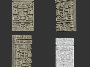 10 Low poly Mayan Temple Wall Decor 231206 3D Model