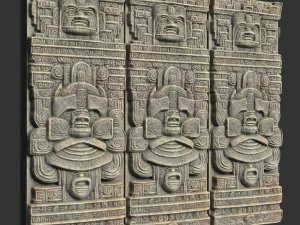 10 Low poly Mayan Temple Wall Decor 231206 3D Model
