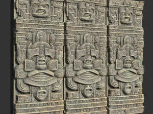 10 Low poly Mayan Temple Wall Decor 231206 3D Model