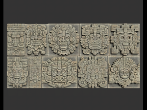 10 Low poly Mayan Temple Wall Decor 231206 3D Model