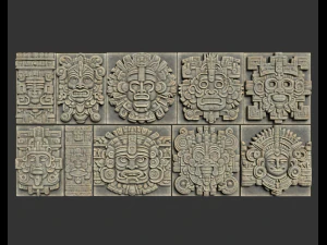 10 Low poly Mayan Temple Wall Decor 231206 3D Model