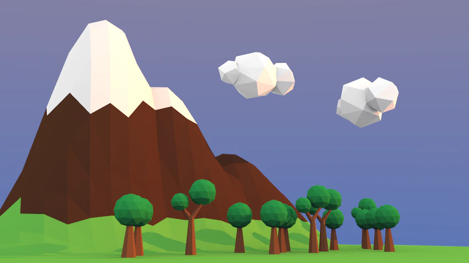 low poly landscape 3D Model .c4d .max .obj .3ds .fbx .stl .blend 