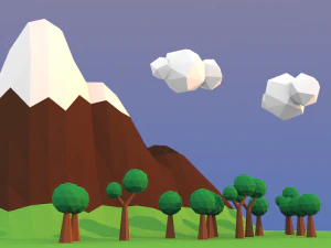 लो पॉली लैंडस्केप 3D मॉडल