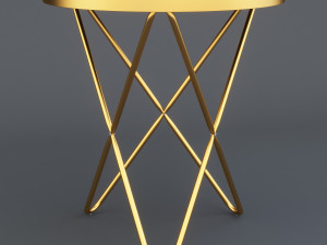 coffe table gold dark mirror glass 3D Model