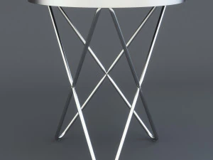 咖啡桌 银色 深色镜面玻璃 3D 模型